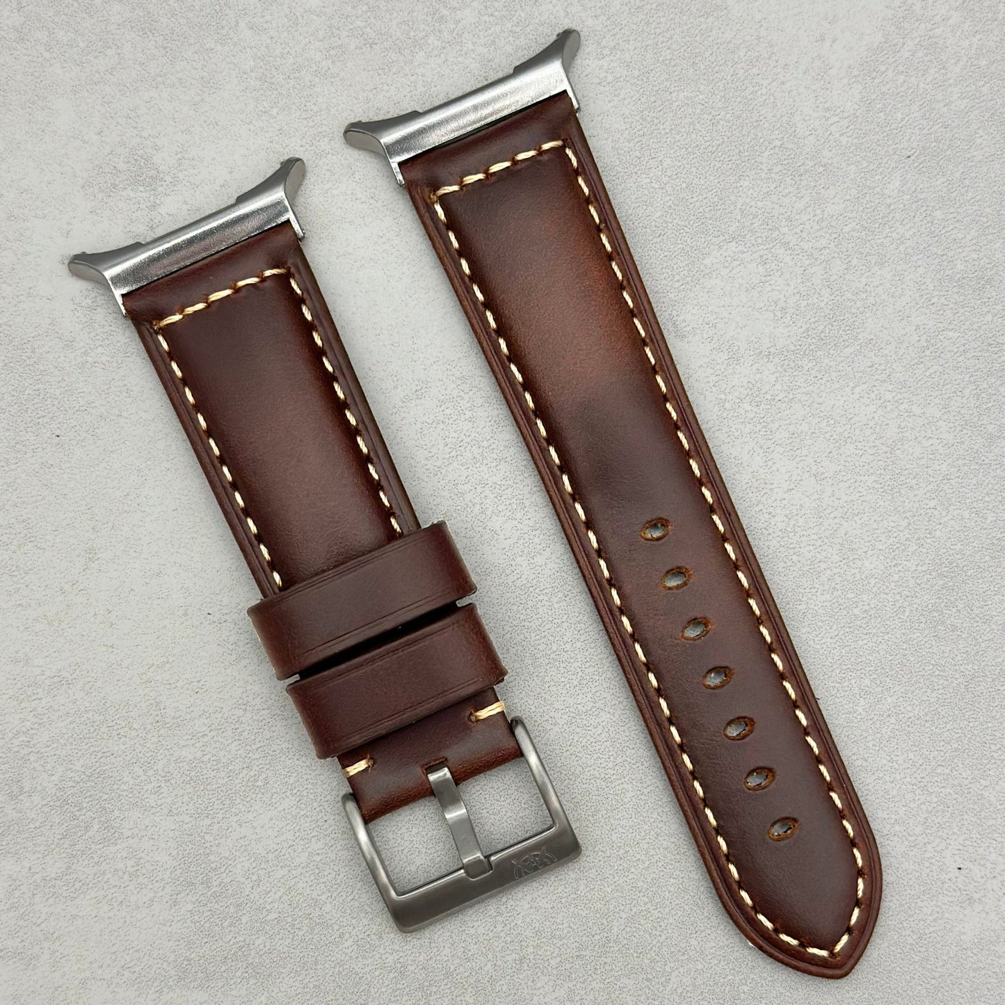 The Berlin: Vintage Brown Padded Leather Samsung Galaxy Watch Ultra Strap