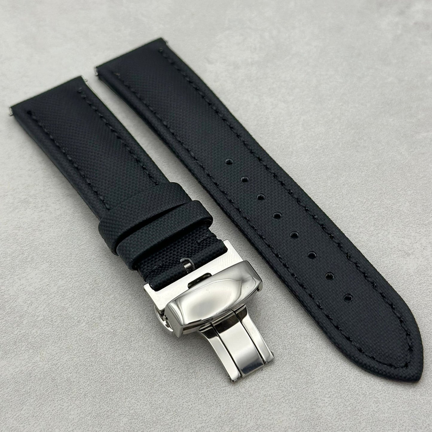 The Bermuda: Jet Black Sail Cloth Apple Watch Strap