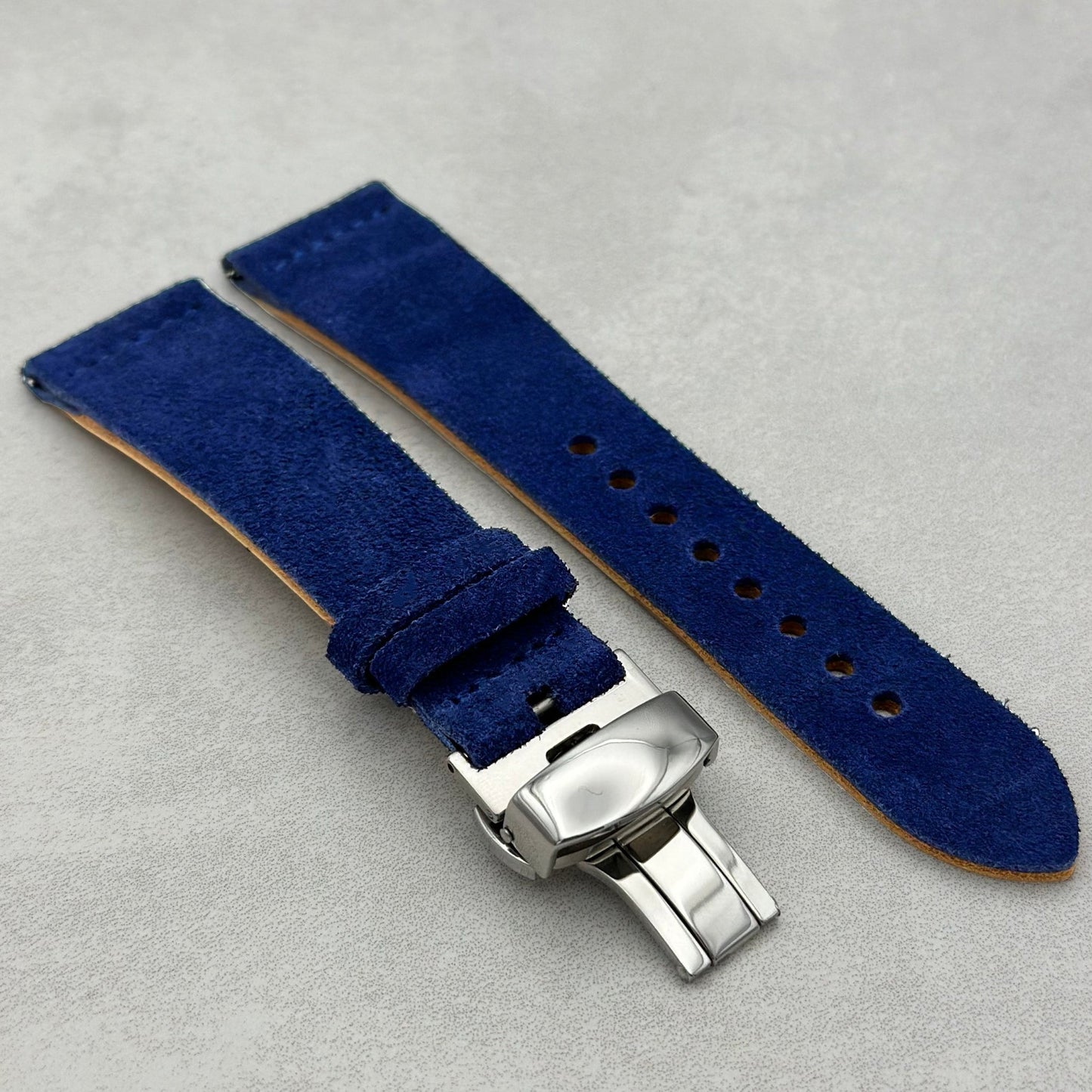 Capri Royal blue suede Apple Watch strap. Apple Watch Series 6, 7, 8, 9, 10, 11, SE, Ultra and Ultra 2.