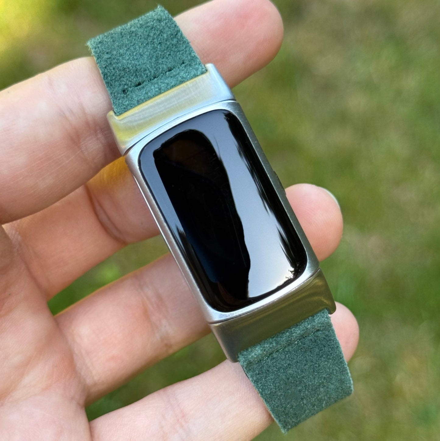 The Capri: Hunter Green Suede Fitbit Charge Watch Strap