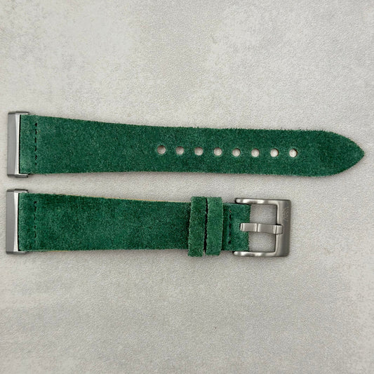 The Capri: Hunter Green Suede Fitbit Versa/Sense Watch Strap