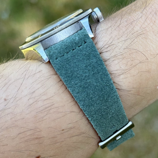 The Capri: Hunter Green Suede Watch Strap