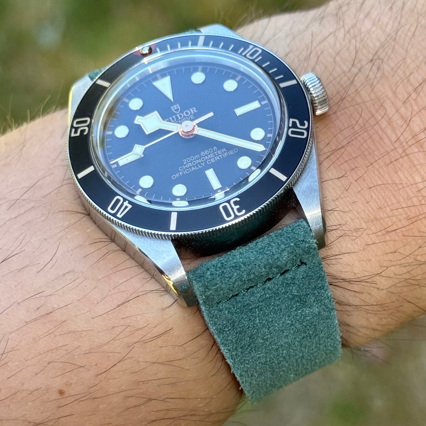 The Capri: Hunter Green Suede Watch Strap