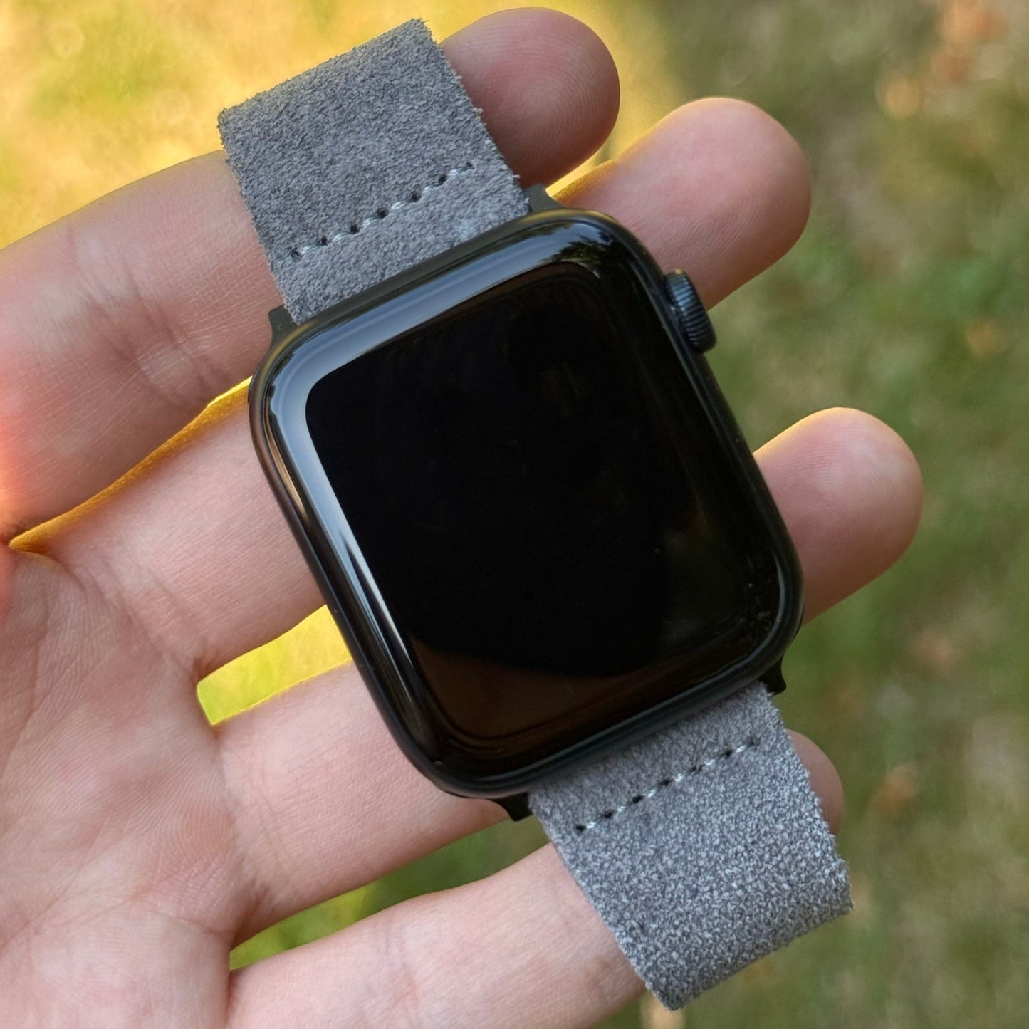 The Capri: Light Grey Suede Apple Watch Strap