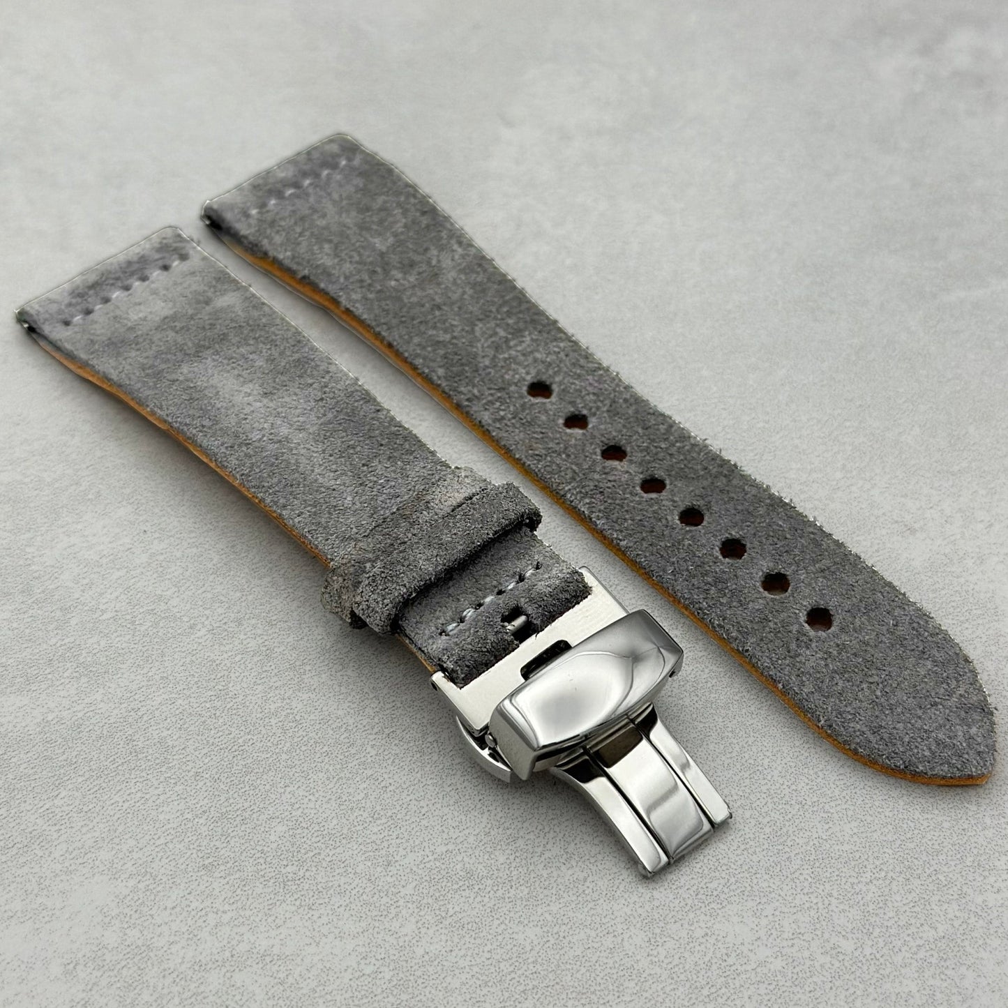 The Capri: Light Grey Suede Fitbit Versa/Sense Watch Strap