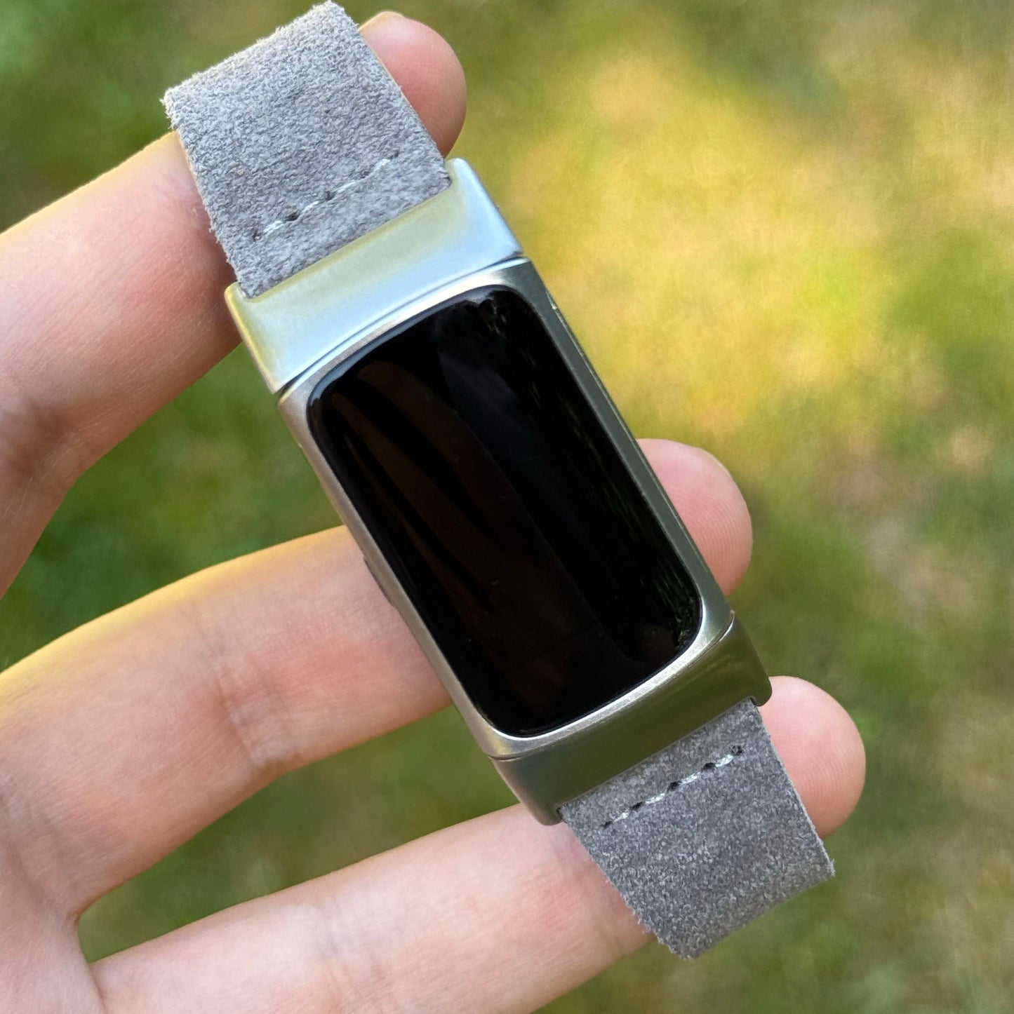 The Capri: Light Grey Suede Fitbit Charge Watch Strap