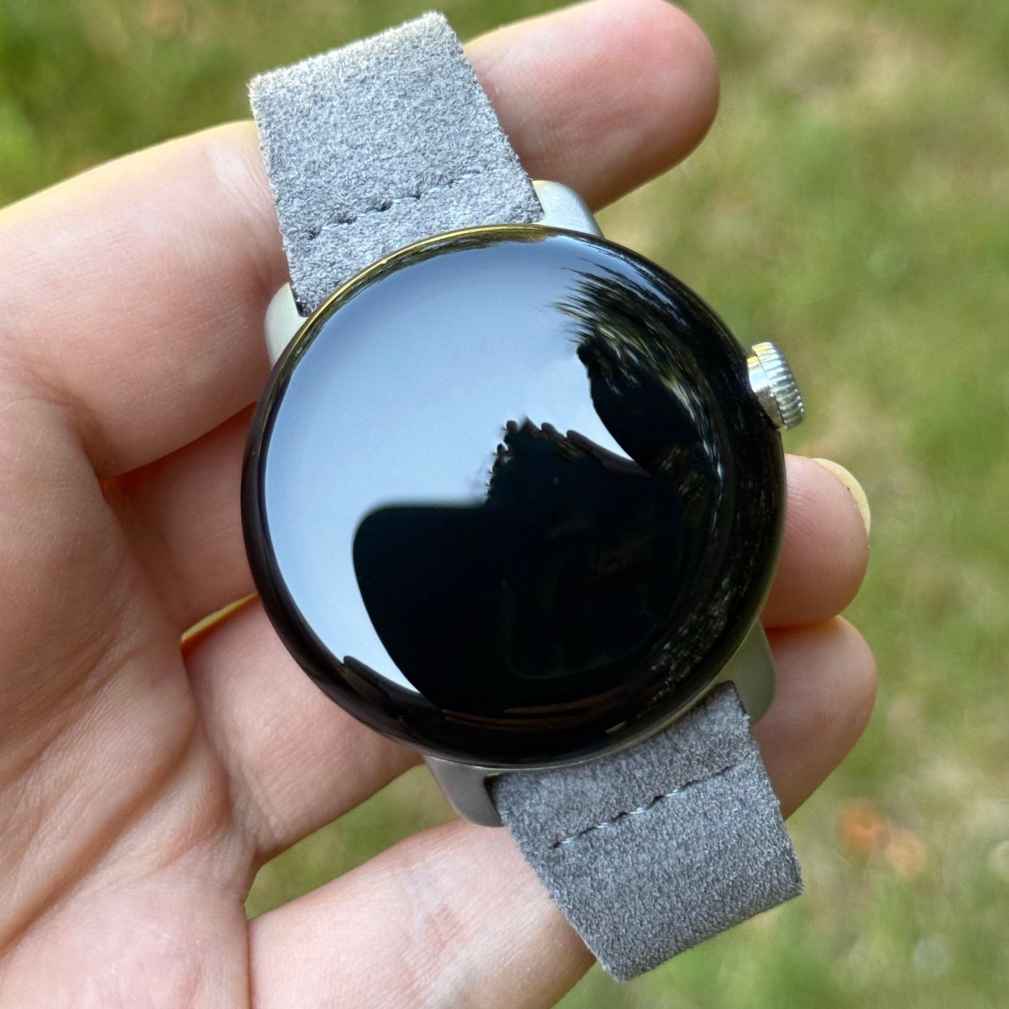 The Capri: Light Grey Suede Google Pixel Watch Strap