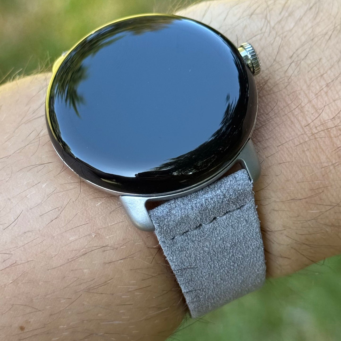 The Capri: Light Grey Suede Google Pixel Watch Strap