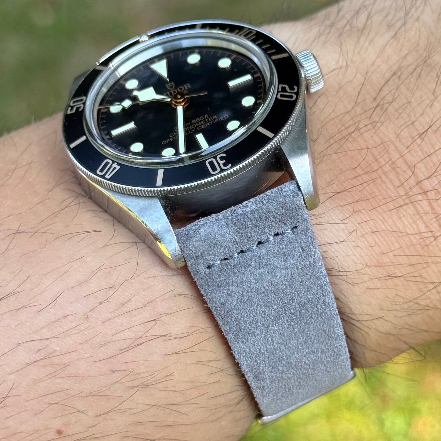 The Capri: Light Grey Suede Watch Strap
