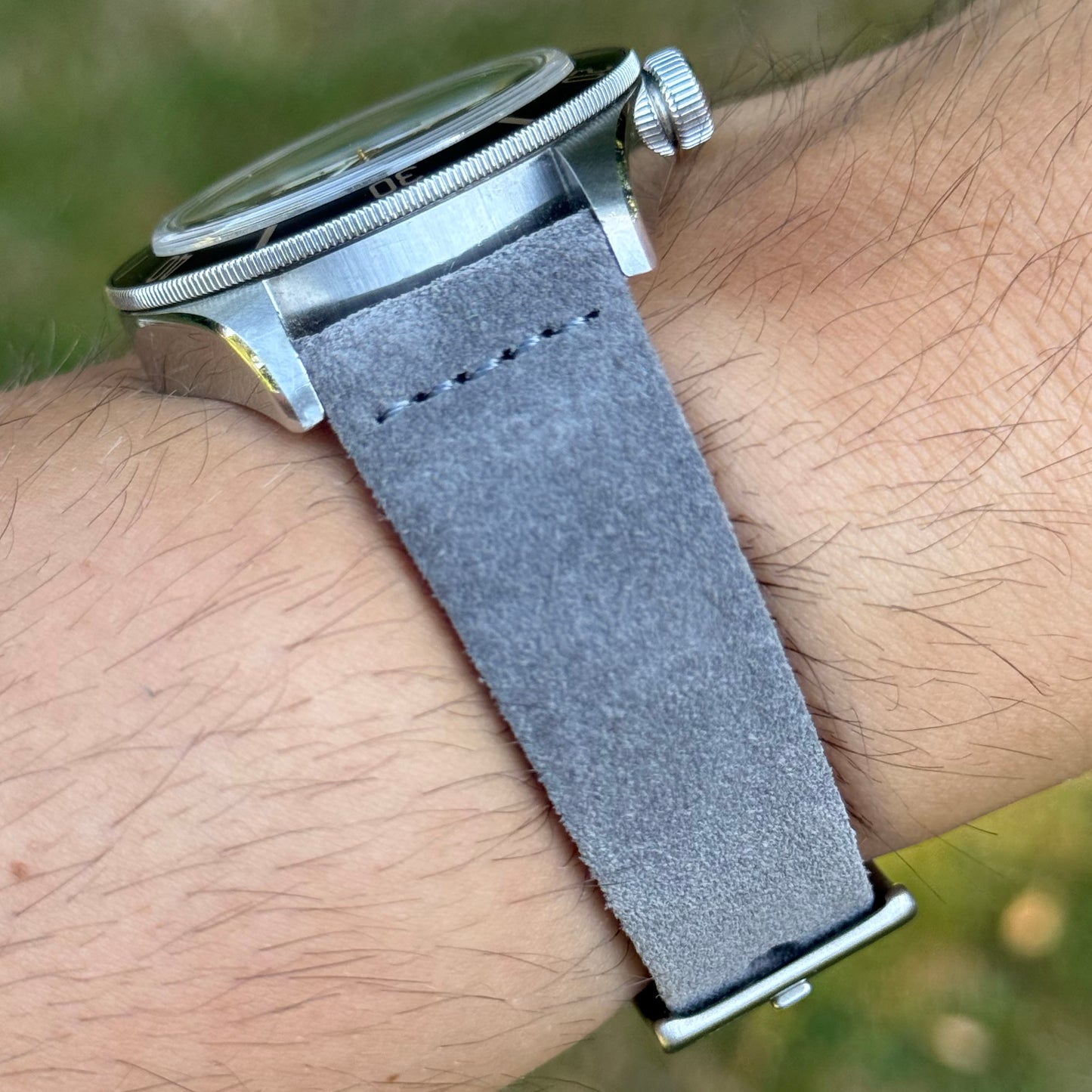 The Capri: Light Grey Suede Watch Strap