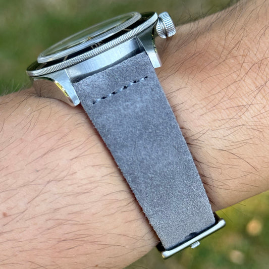 The Capri: Light Grey Suede Watch Strap