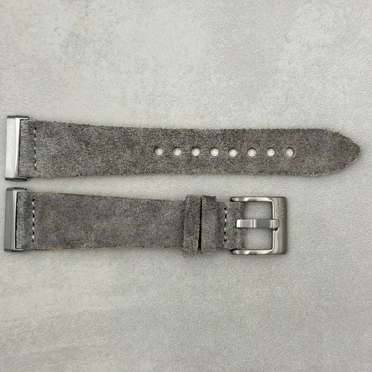 The Capri: Light Grey Suede Fitbit Versa/Sense Watch Strap