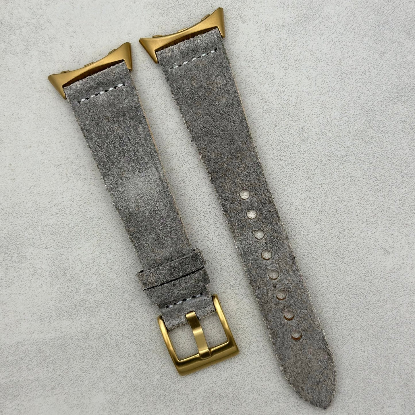 The Capri: Light Grey Suede Google Pixel Watch Strap