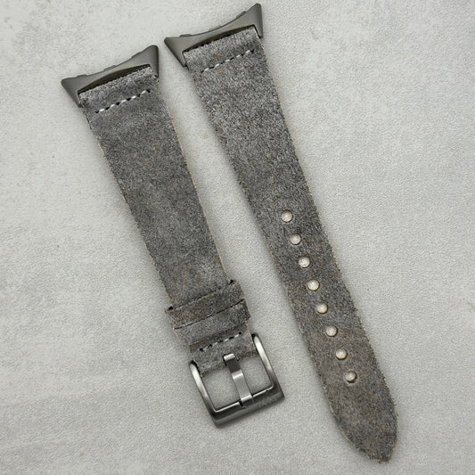 The Capri: Light Grey Suede Google Pixel Watch Strap