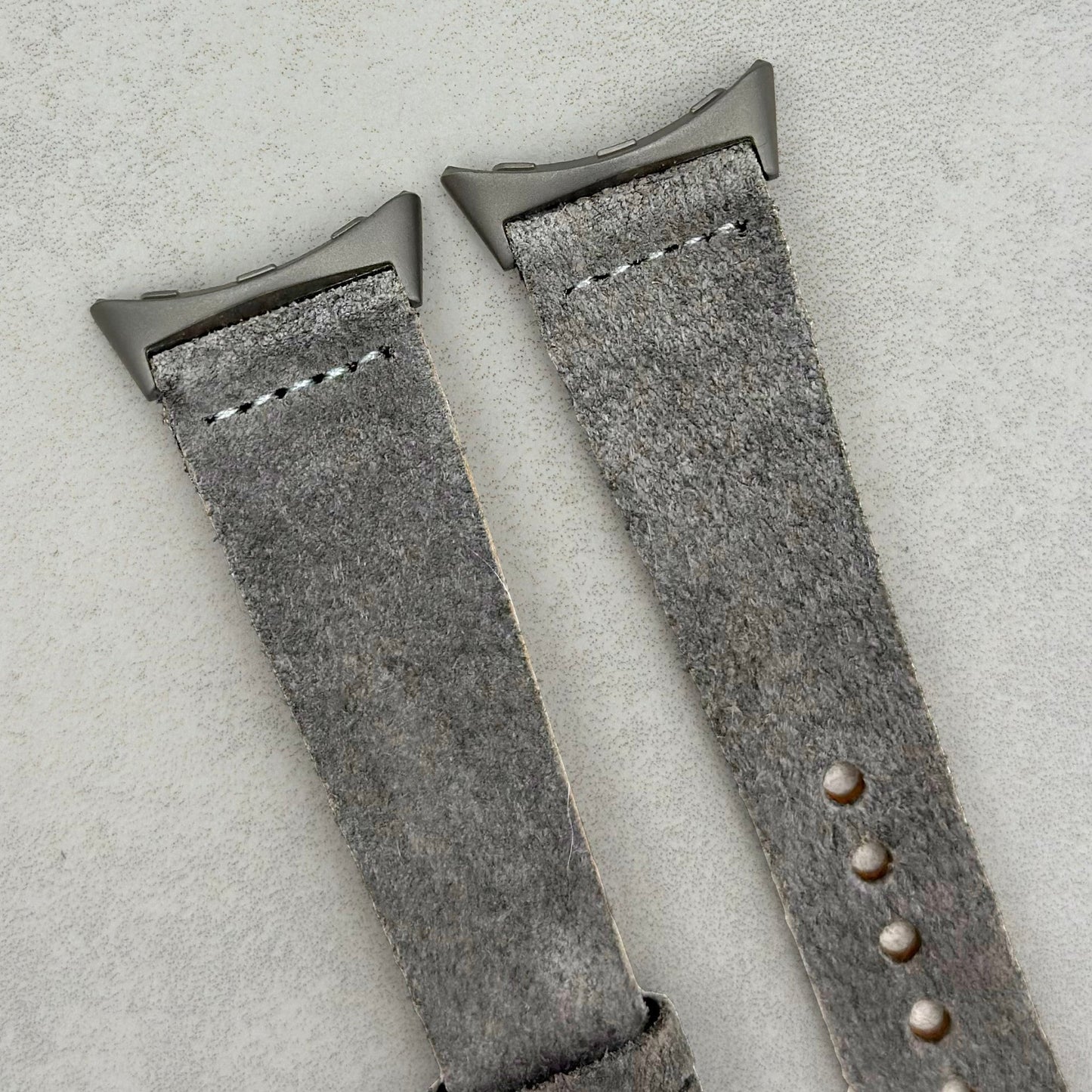 The Capri: Light Grey Suede Google Pixel Watch Strap