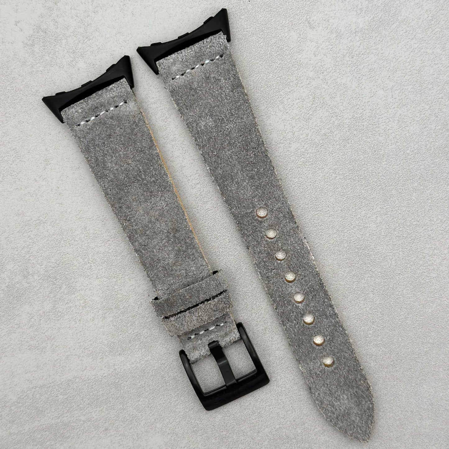 The Capri: Light Grey Suede Google Pixel Watch Strap
