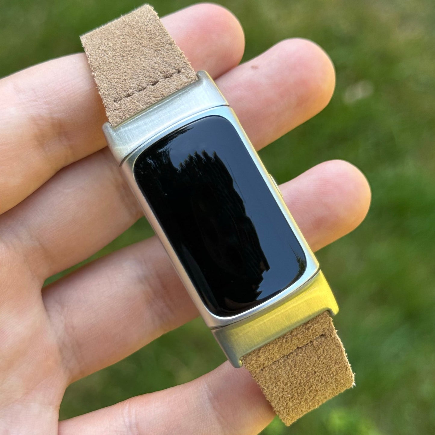 The Capri: Sand Tan Suede Fitbit Charge Watch Strap
