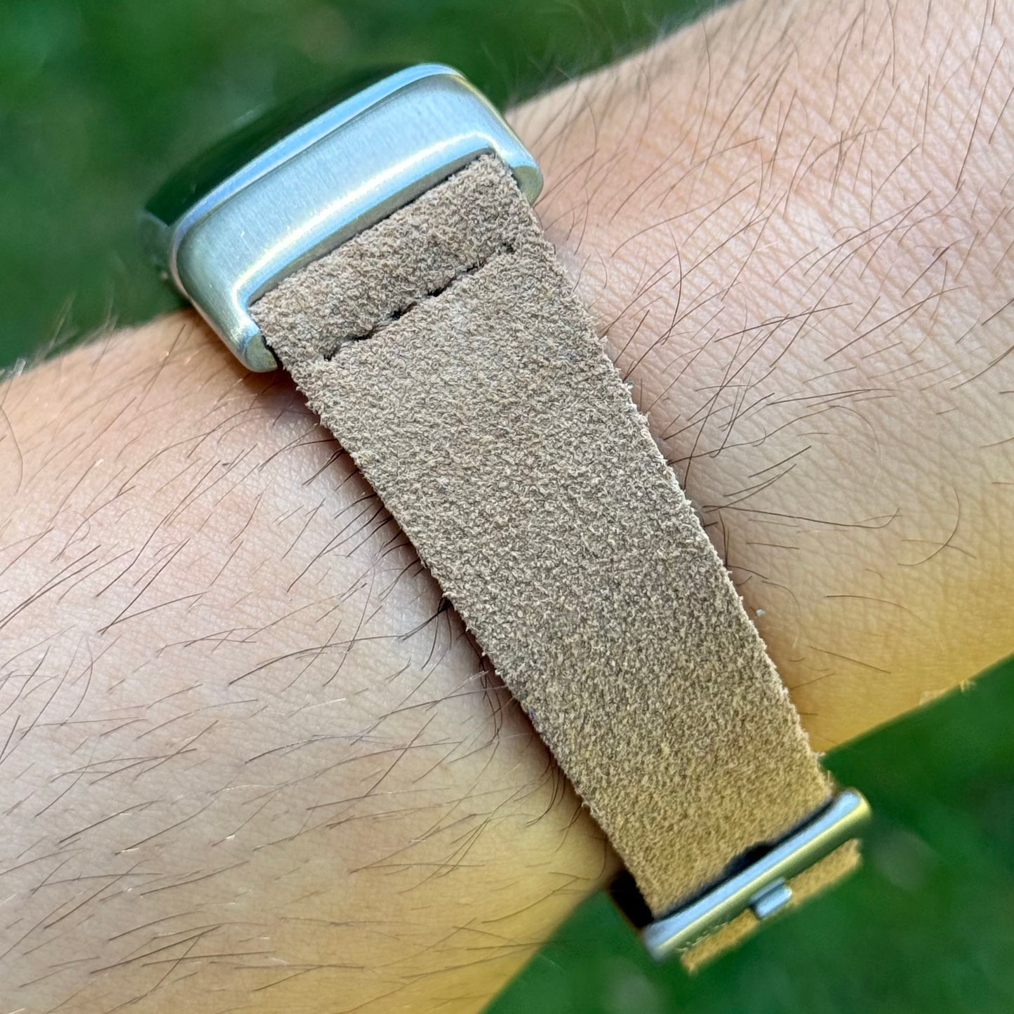 The Capri: Sand Tan Suede Fitbit Charge Watch Strap
