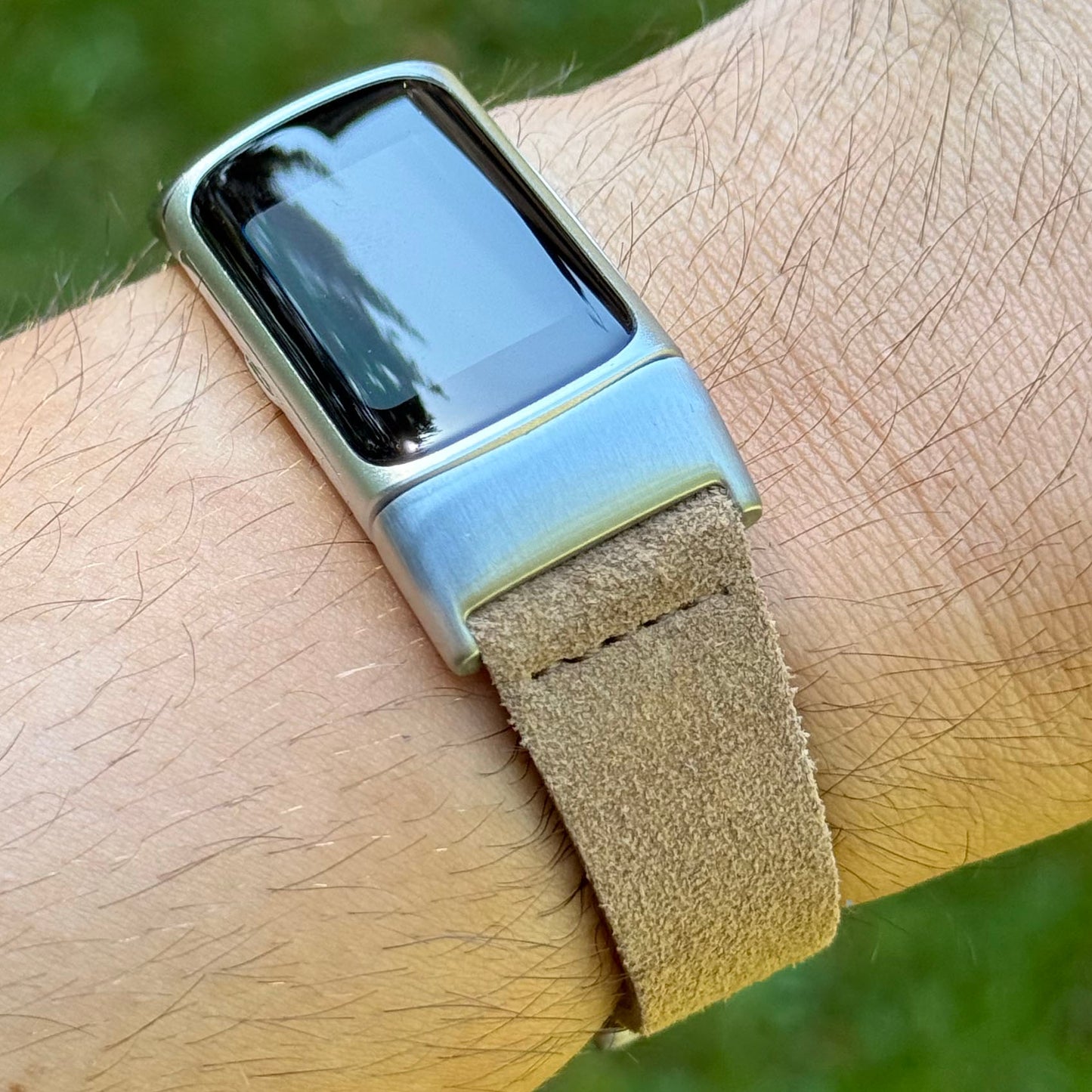 The Capri: Sand Tan Suede Fitbit Charge Watch Strap