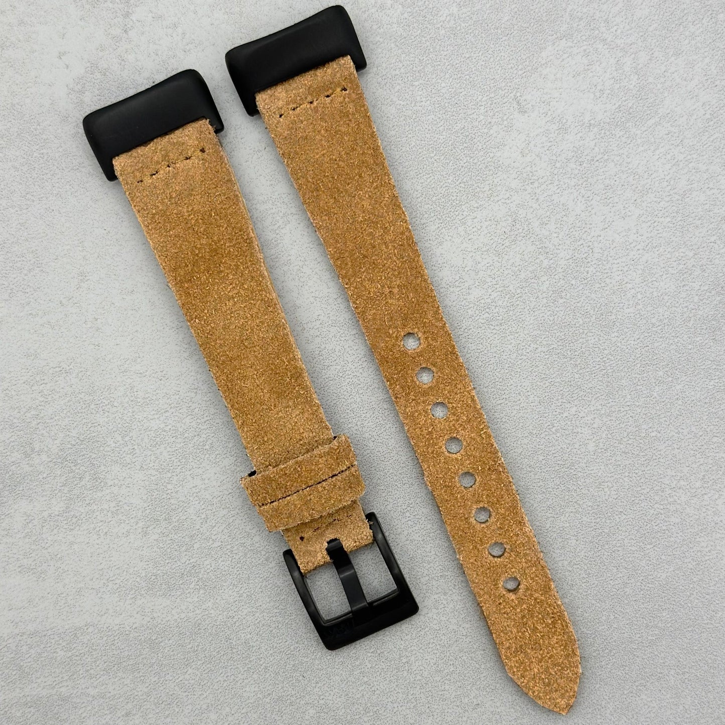 The Capri: Sand Tan Suede Fitbit Charge Watch Strap
