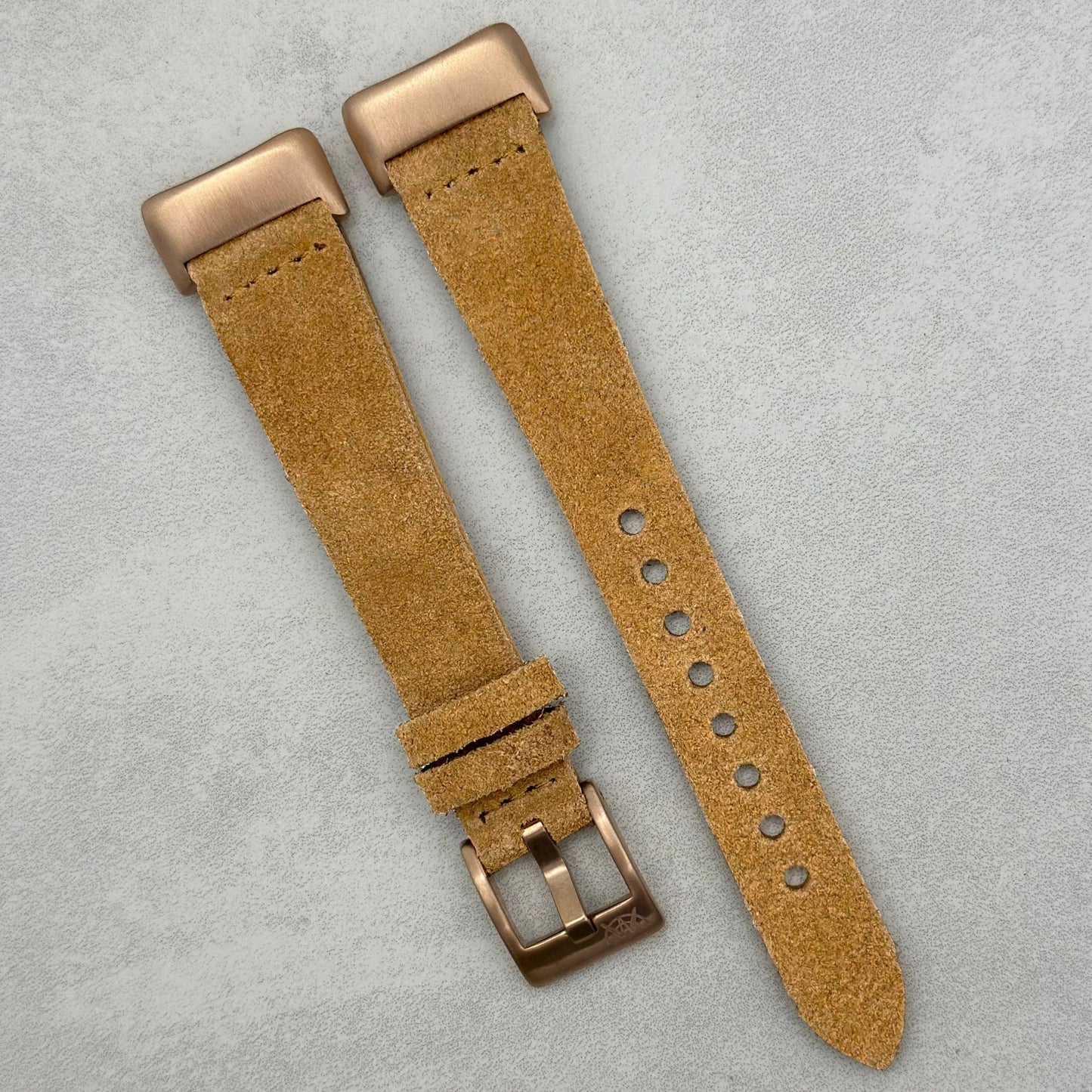 The Capri: Sand Tan Suede Fitbit Charge Watch Strap