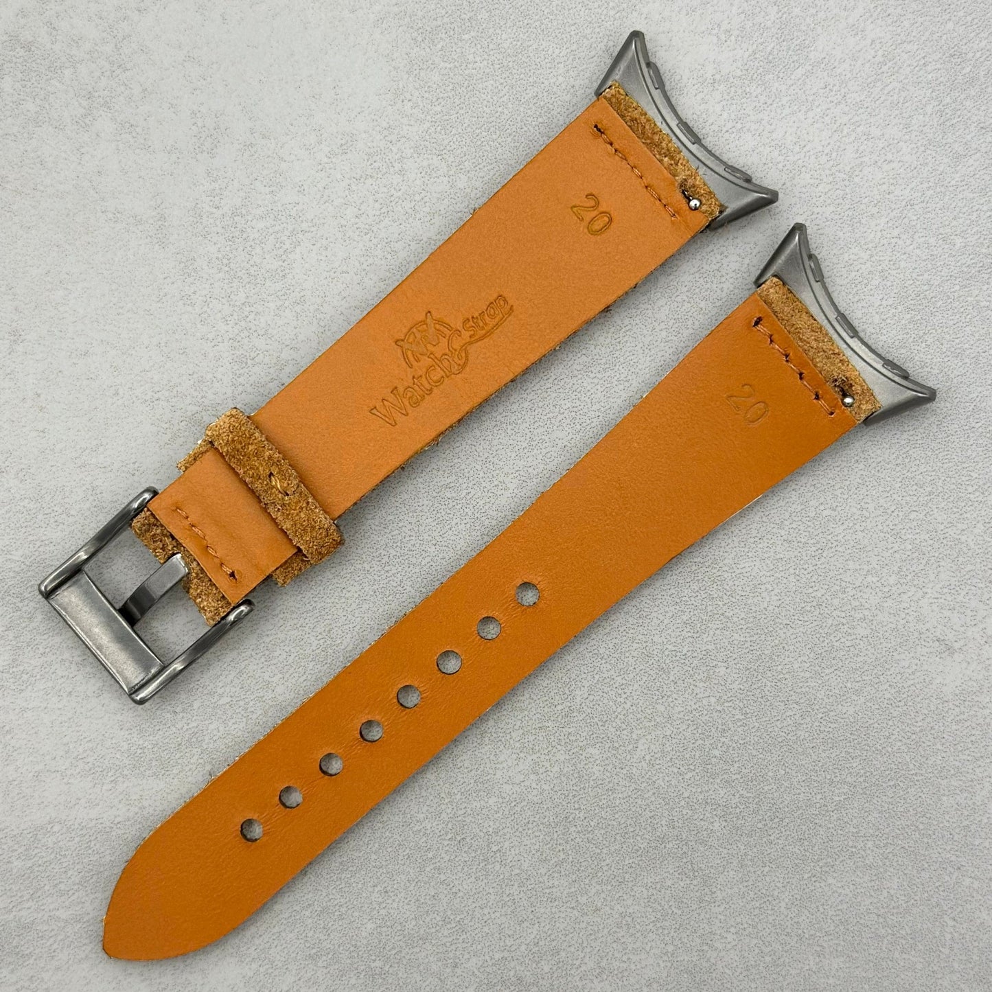 The Capri: Sand Tan Suede Google Pixel Watch Strap
