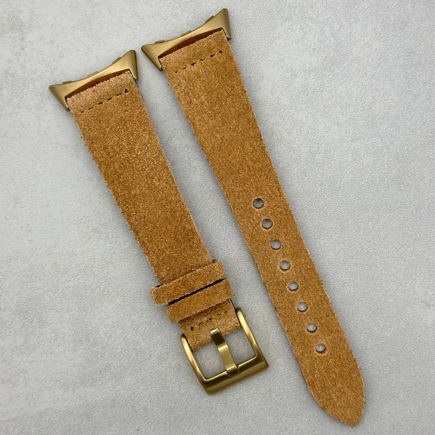 The Capri: Sand Tan Suede Google Pixel Watch Strap