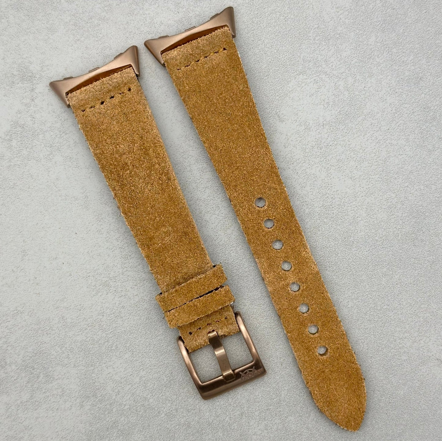 The Capri: Sand Tan Suede Google Pixel Watch Strap