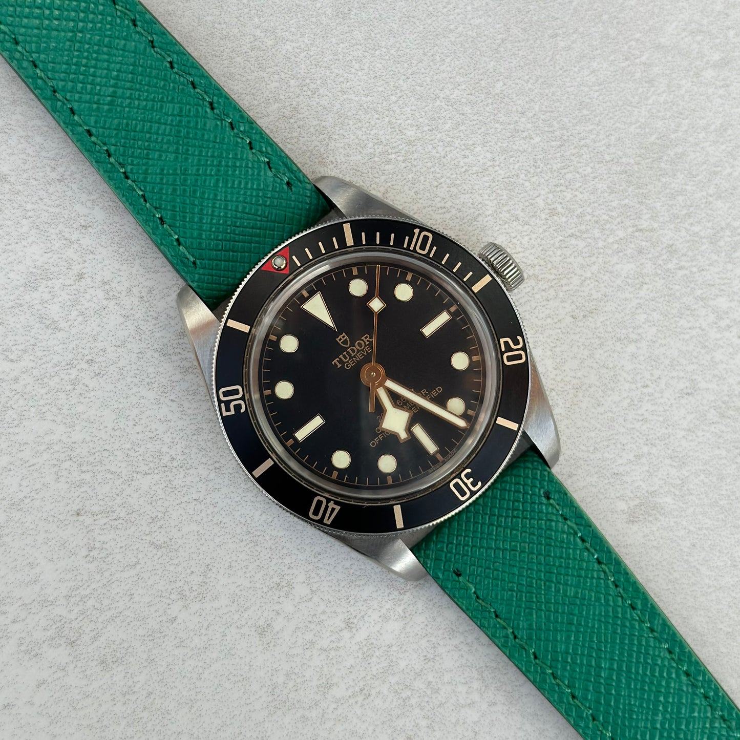 The Florence: Emerald Green Saffiano Leather Watch Strap