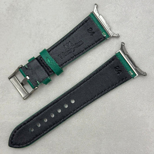 The Florence: Emerald Green Saffiano Leather Samsung Galaxy Watch Ultra Strap
