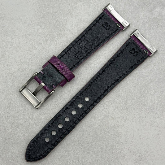The Florence: Royal Purple Saffiano Leather Fitbit Sense/Versa Watch Strap