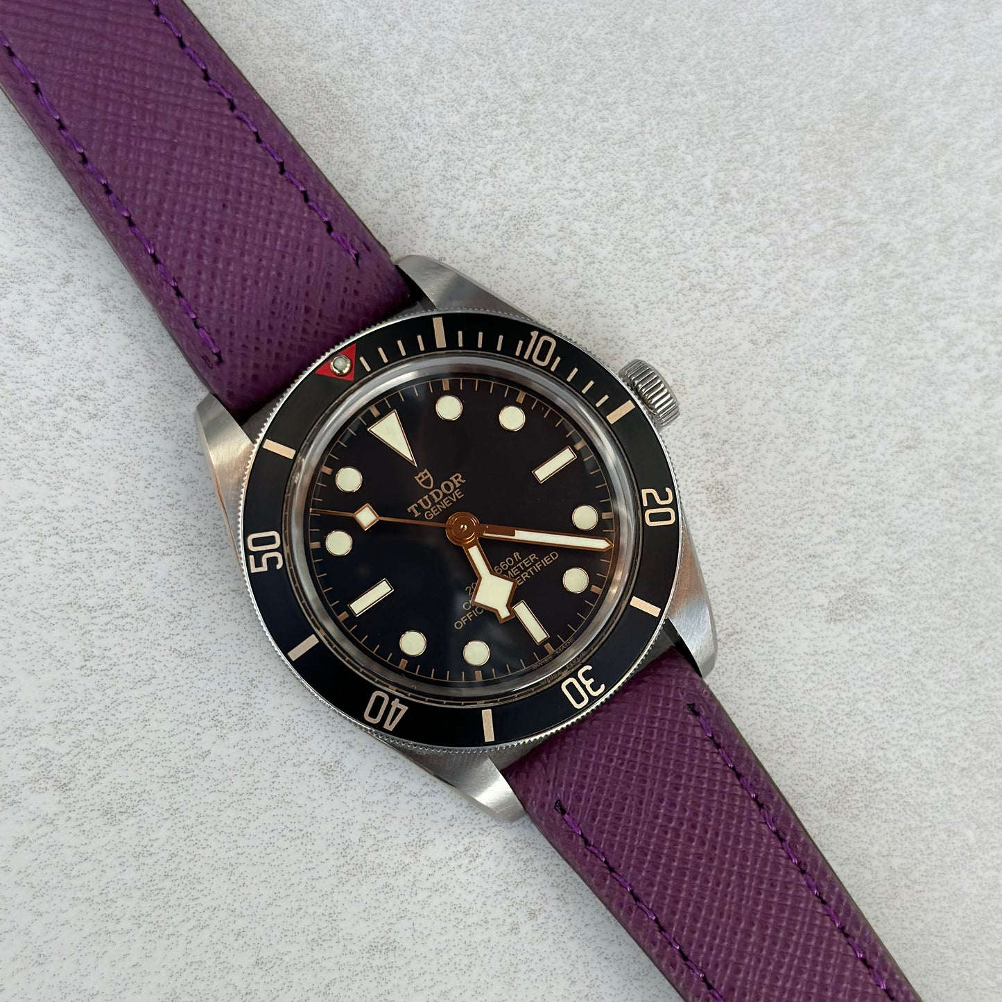 The Florence: Royal Purple Saffiano Leather Watch Strap