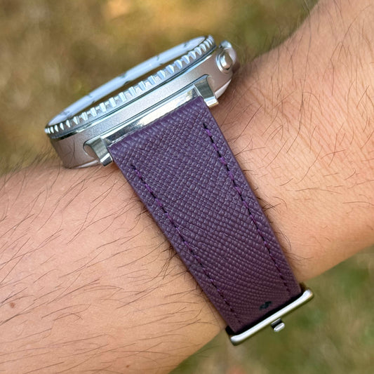 The Florence: Royal Purple Saffiano Leather Samsung Galaxy Watch Ultra / Watch 8 Strap