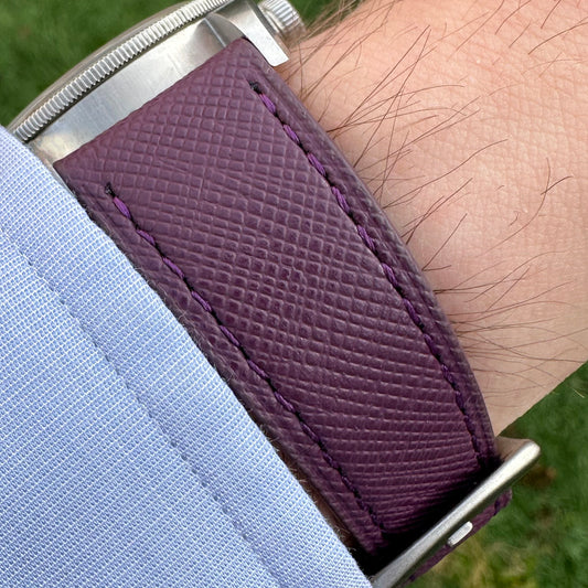 The Florence: Royal Purple Saffiano Leather Watch Strap