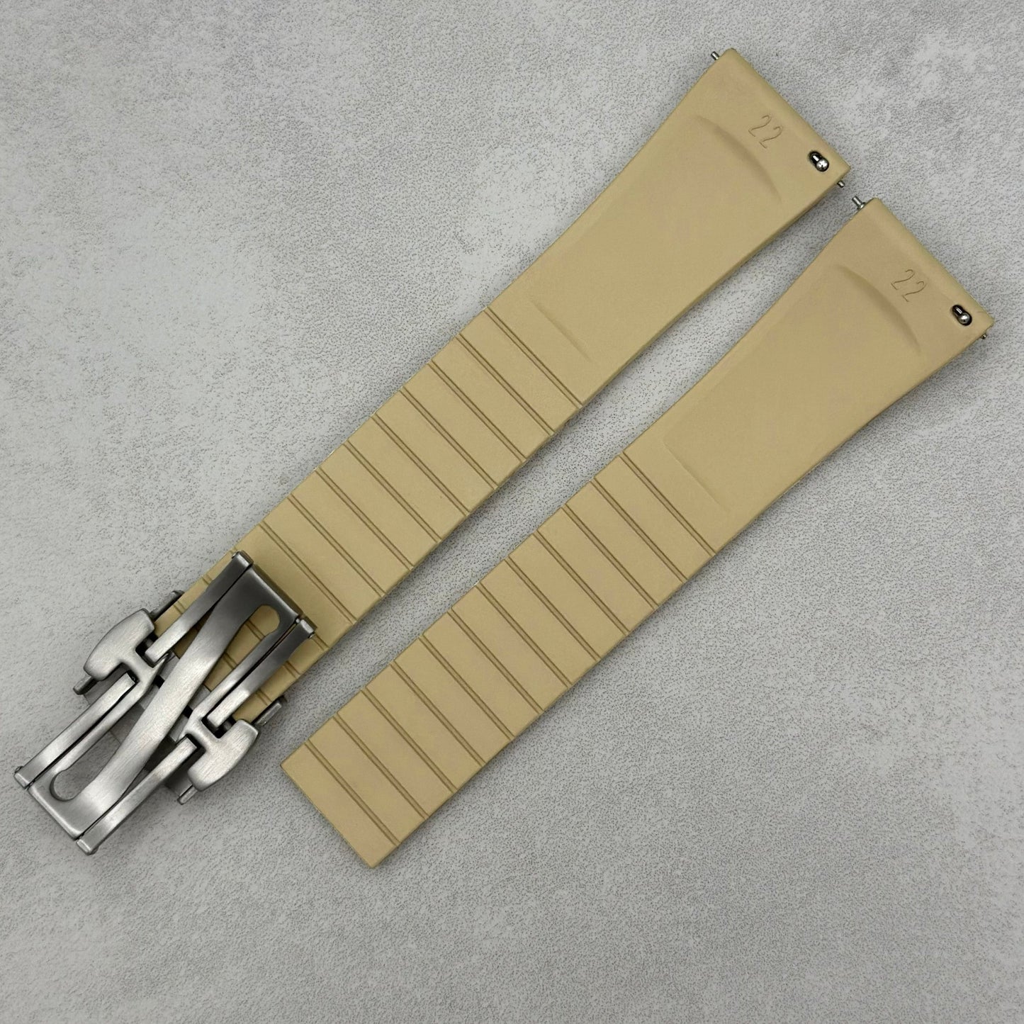 The Lisbon: Khaki Tan FKM Rubber CTS Watch Strap