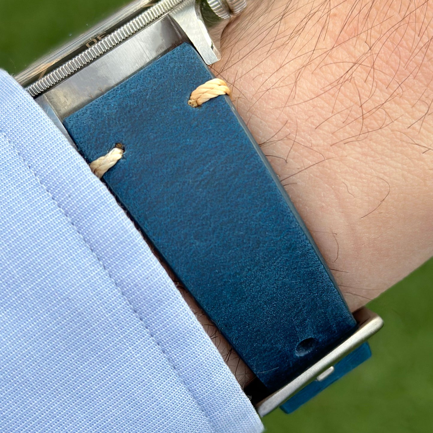 The Madrid: Navy Blue Full Grain Leather Fitbit Versa/Sense Watch Strap