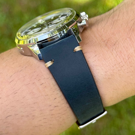 The Madrid: Midnight Blue Vintage Full Grain Leather Watch Strap