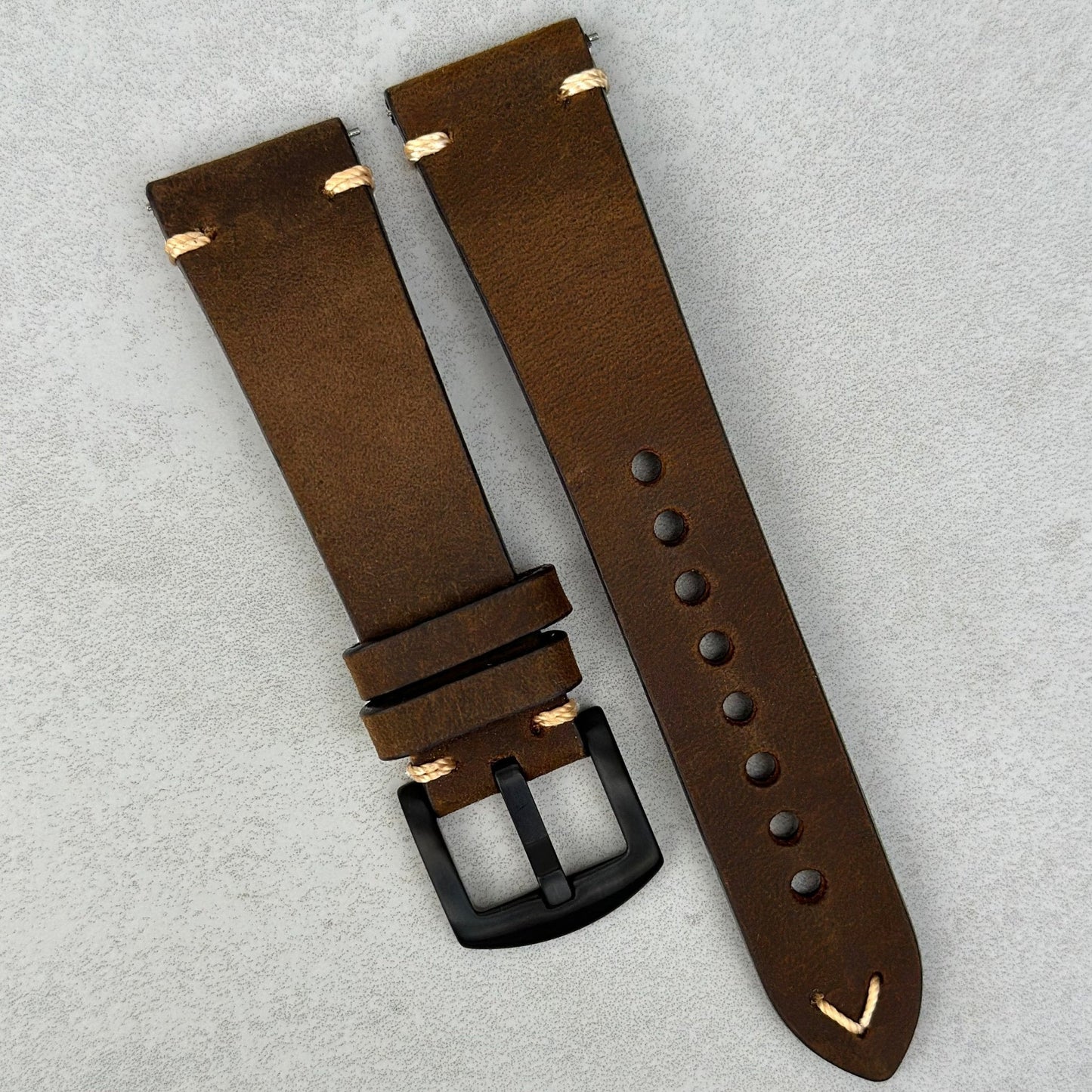The Madrid: Chocolate Brown Vintage Full Grain Leather Watch Strap