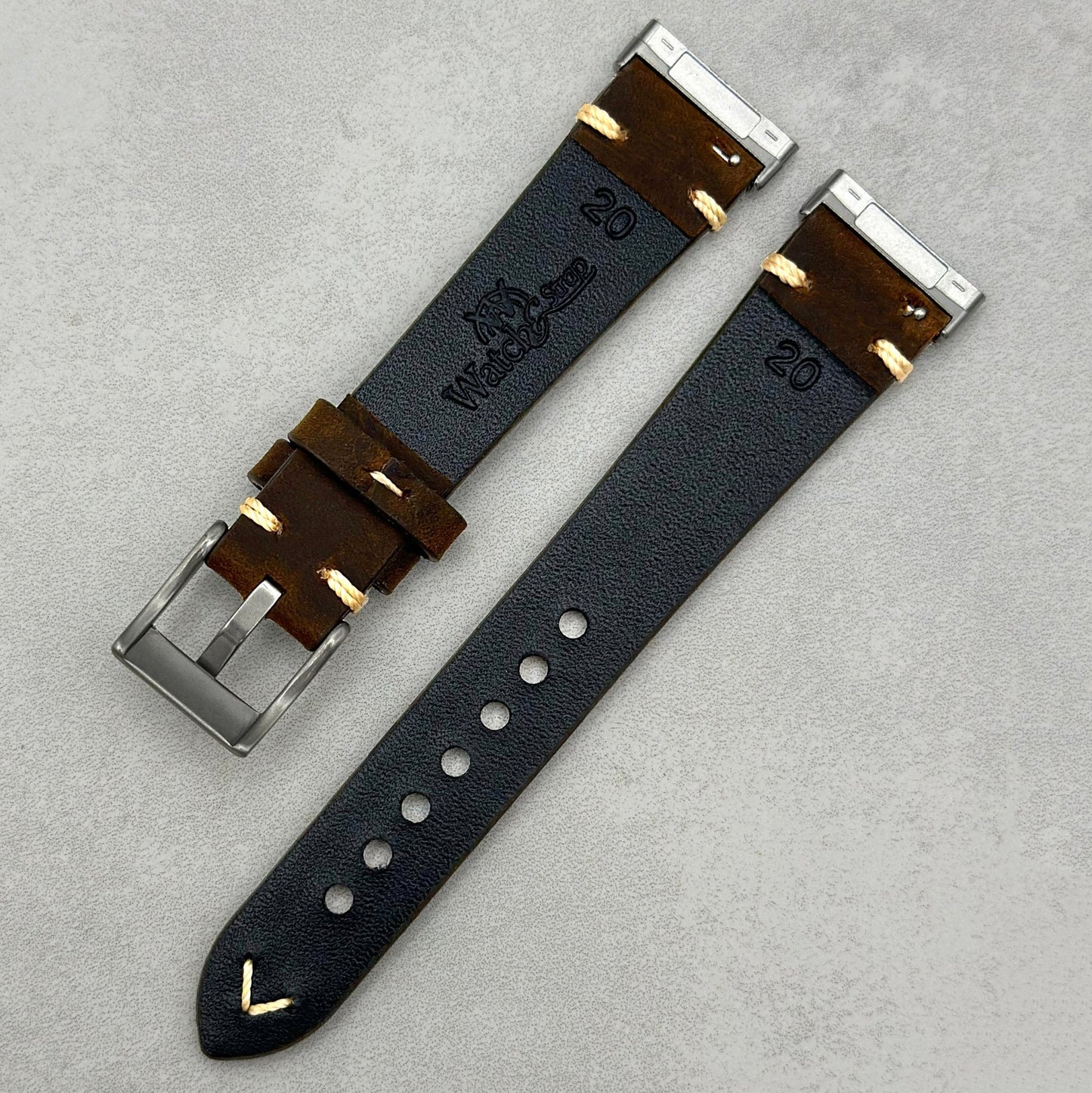 The Madrid: Chocolate Brown Full Grain Leather Fitbit Versa/Sense Watch Strap