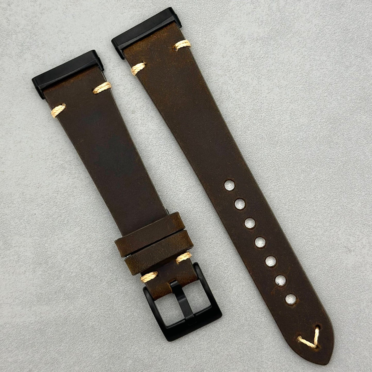 The Madrid: Chocolate Brown Full Grain Leather Fitbit Versa/Sense Watch Strap
