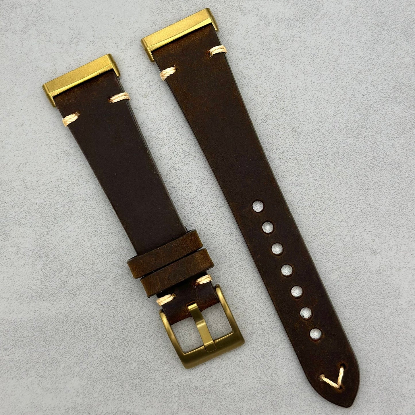 The Madrid: Chocolate Brown Full Grain Leather Fitbit Versa/Sense Watch Strap