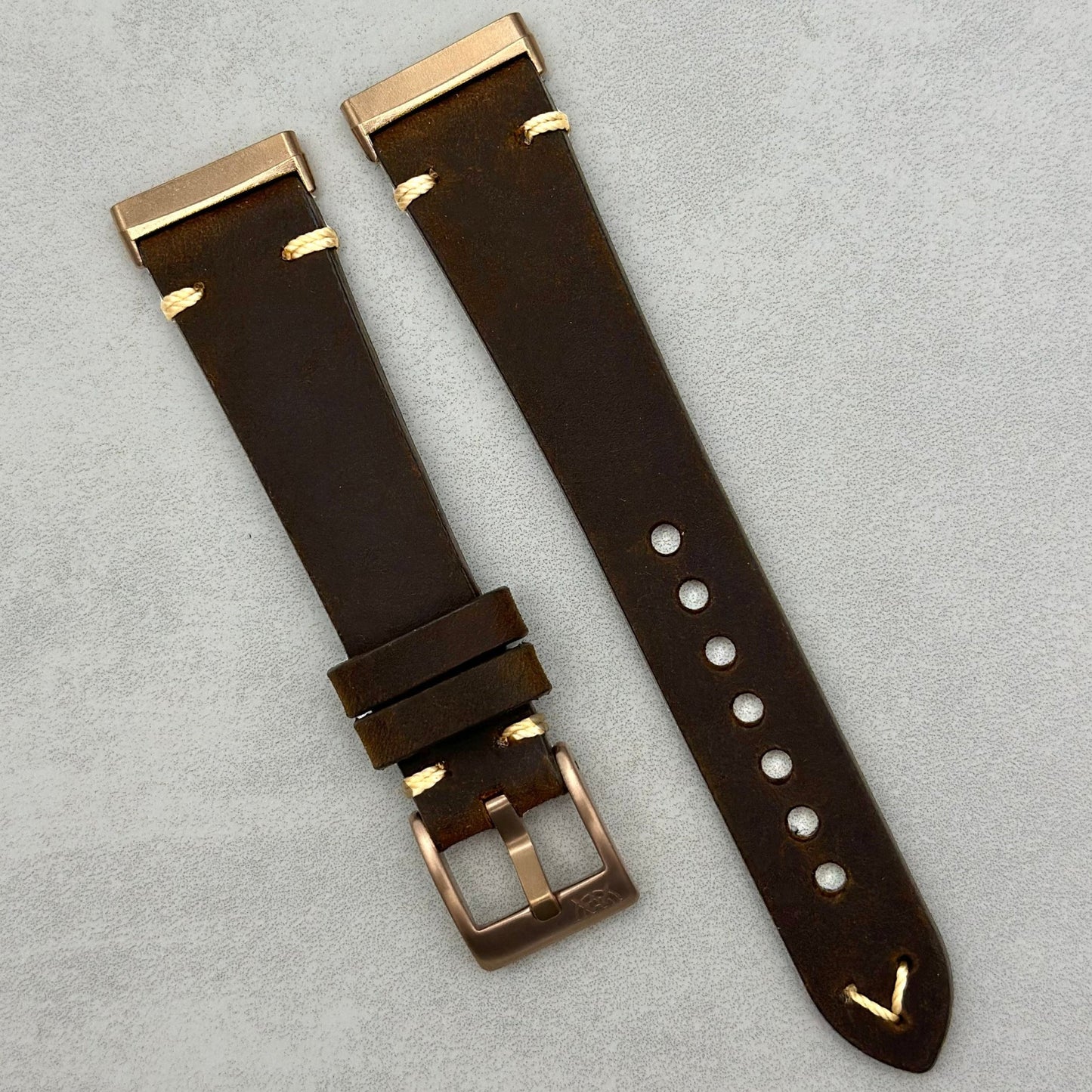The Madrid: Chocolate Brown Full Grain Leather Fitbit Versa/Sense Watch Strap