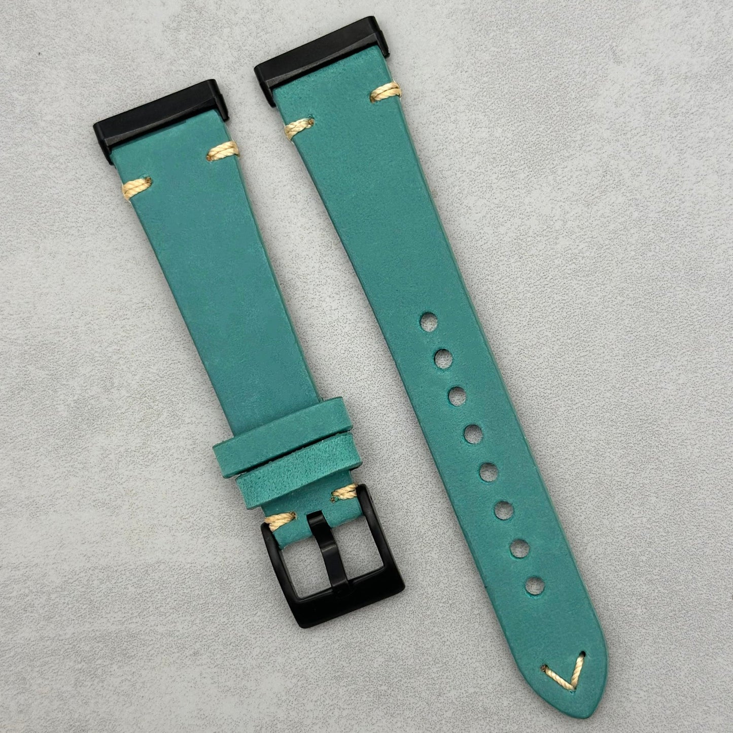 The Madrid: Caribbean Blue Full Grain Leather Fitbit Versa/Sense Watch Strap
