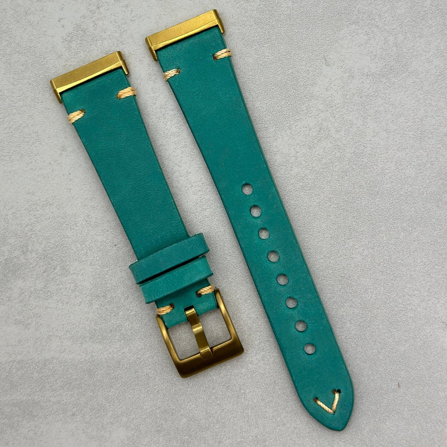 The Madrid: Caribbean Blue Full Grain Leather Fitbit Versa/Sense Watch Strap
