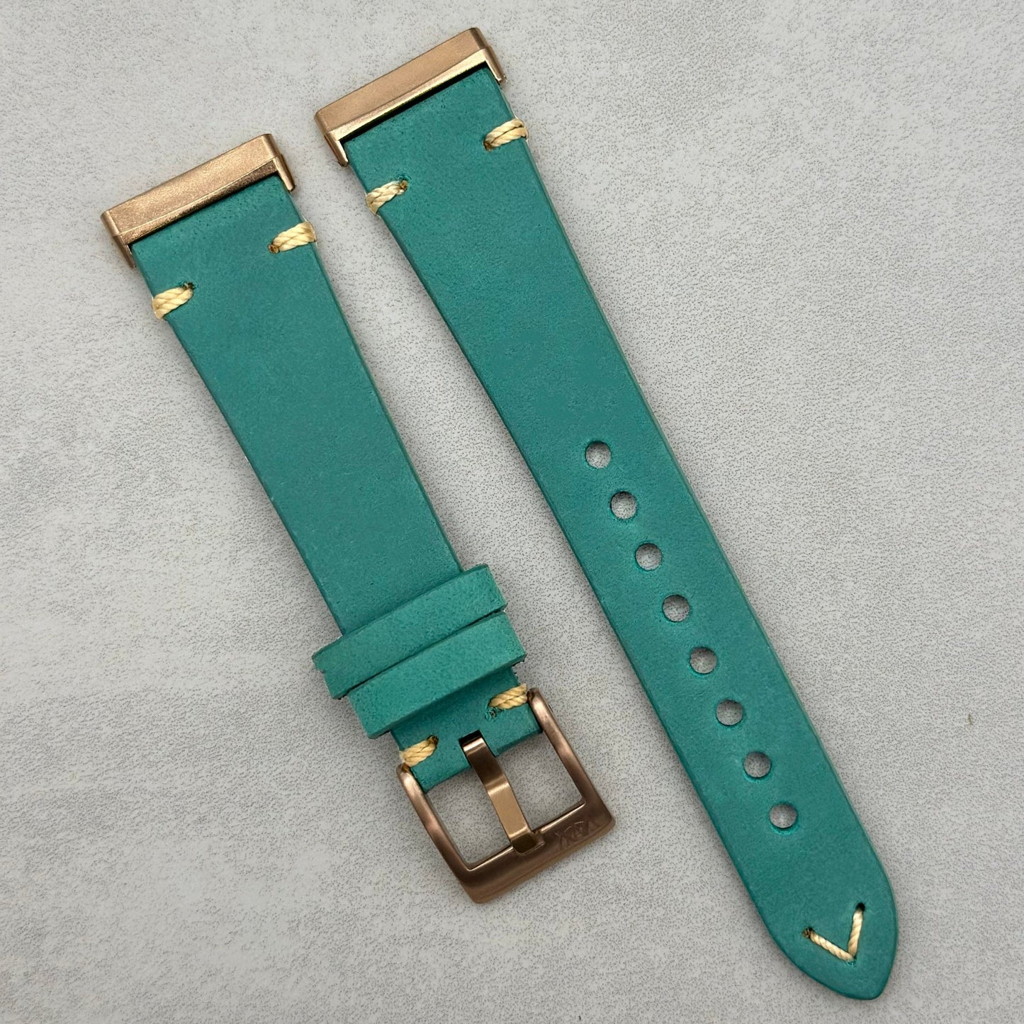 The Madrid: Caribbean Blue Full Grain Leather Fitbit Versa/Sense Watch Strap