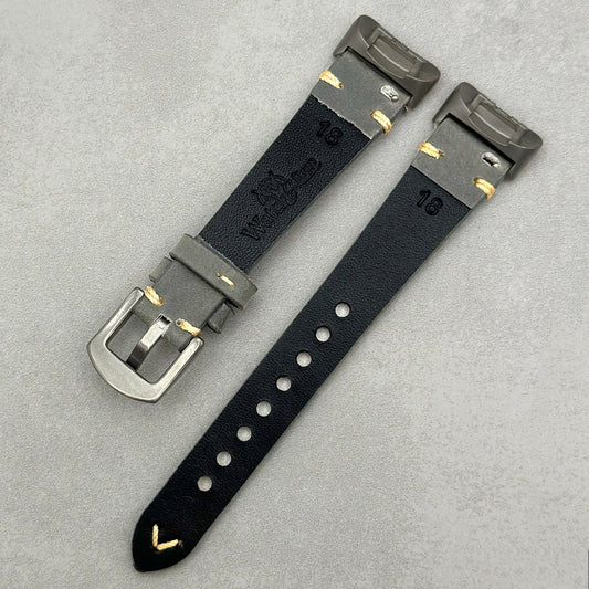 The Madrid: Stone Grey Full Grain Leather Fitbit Charge Watch Strap