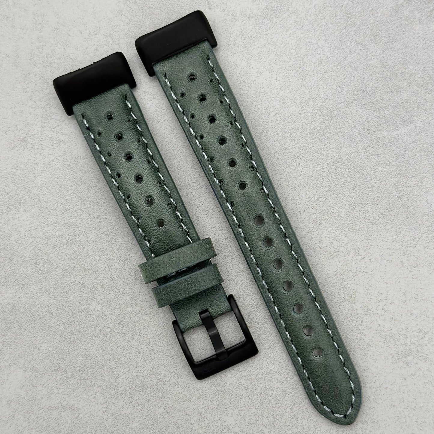The Monte Carlo: Graphite Grey Perforated Leather Fitbit Charge Watch Strap