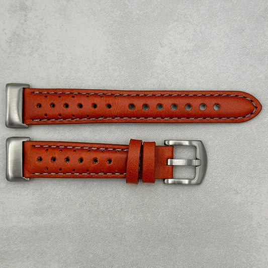 The Monte Carlo: Russet Orange Perforated Leather Fitbit Charge Watch Strap