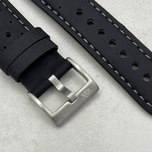 The Monte Carlo: Jet Black Perforated Leather Fitbit Versa/Sense Watch Strap