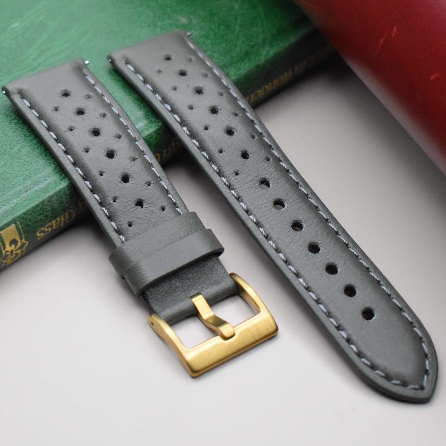 The Monte Carlo: Graphite Grey Perforated Leather Rally Watch Strap